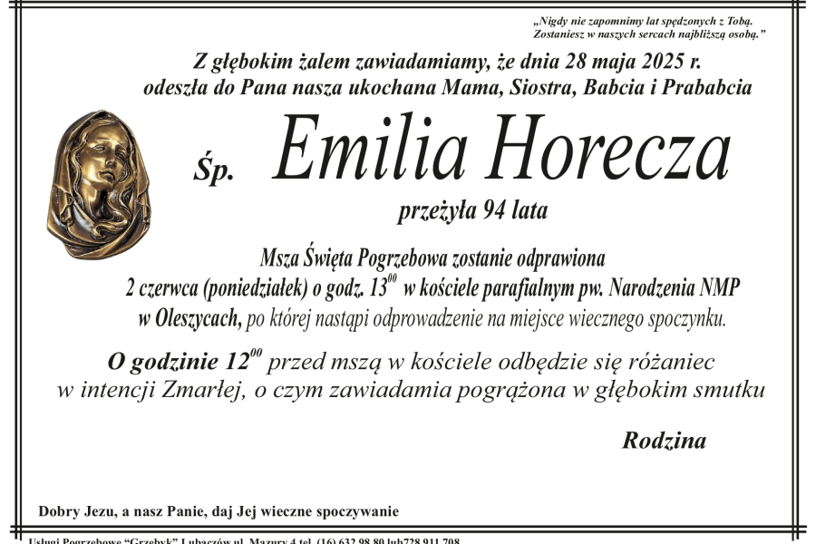 Zmarła Emilia Horecza [94 lata]